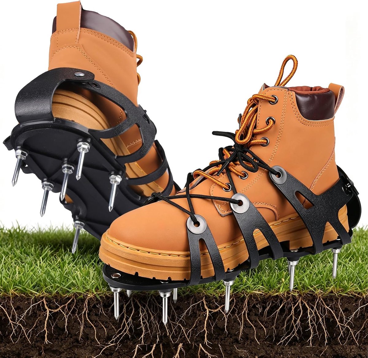 Nail Shoes, Lawn Aerator Shoes for Loosening the Ground and Loosening the Lawn Aerator, Shoes with 22 Steel Spikes - ShopVlot