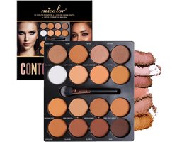 Professionele Contour Palette met 16 Kleuren, Matte Make-up Kit voor Medium tot Donker Huidtinten, Perfect voor Sculpting en Highlighting