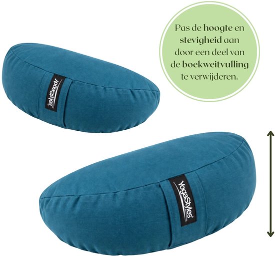 YogaStyles Meditatiekussen Organic Moon Petrol Blauw van YogaStyles — afbeelding 3
