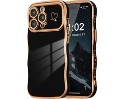 ZTOFERA Mobile Phone Case Compatible with iPhone 15 Pro for Girls Women, Cute Curly Waves Frame Shape, Soft Silicone - ShopVlot