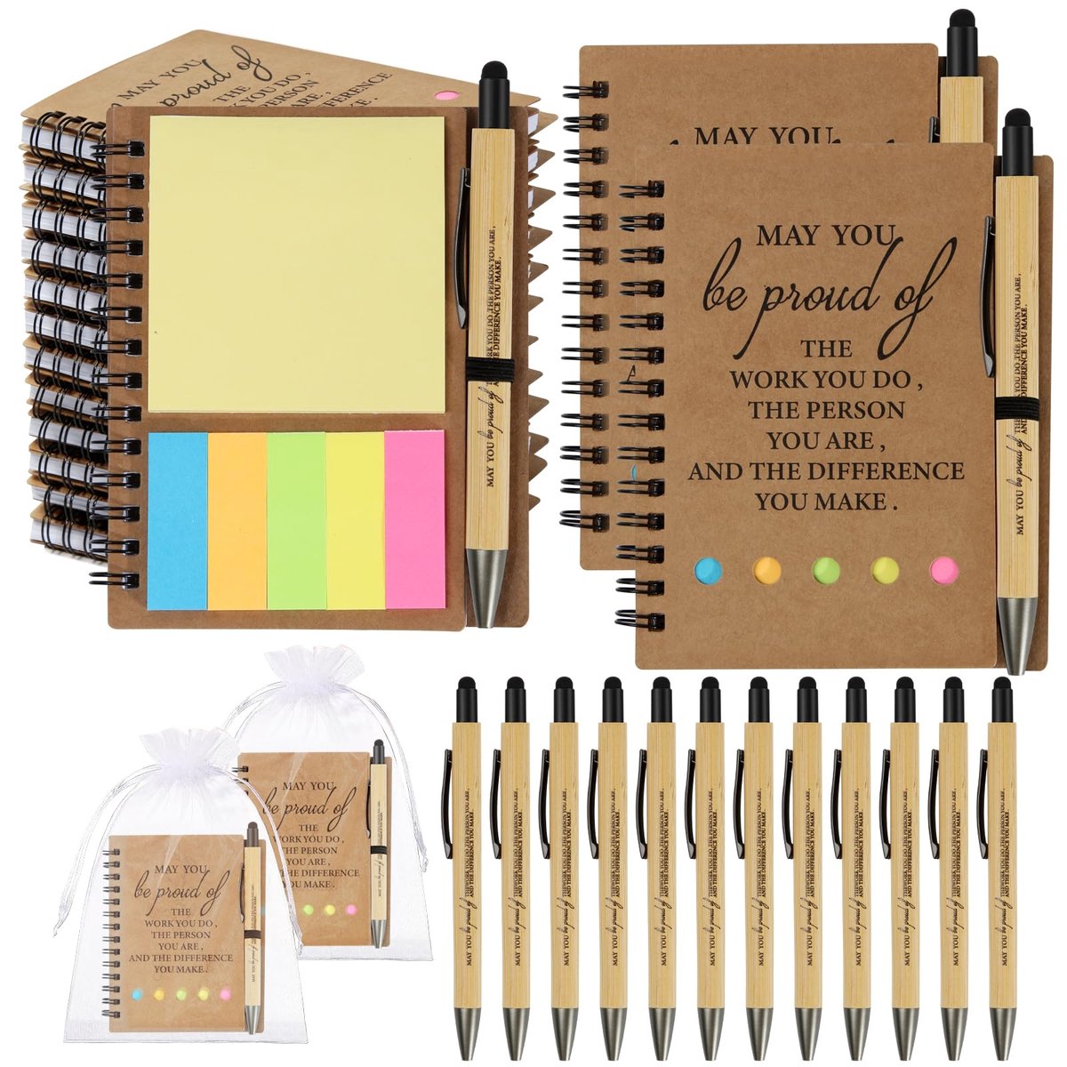 12 sets bedankjes cadeaus, waarderingscadeaus voor medewerkers, inspirerende notitieboekjes met plakband, inspirerende - ShopVlot