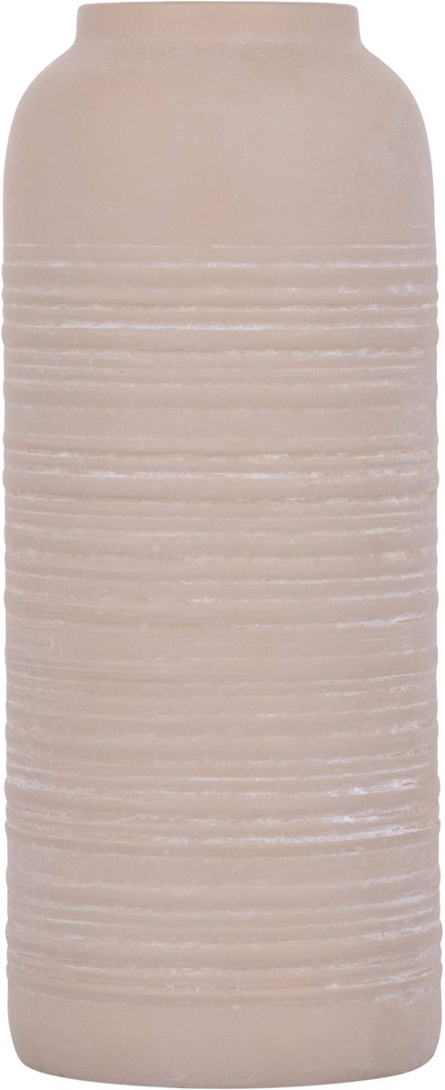 PTMD Lavada Beige Iron Sheet Vase Striped