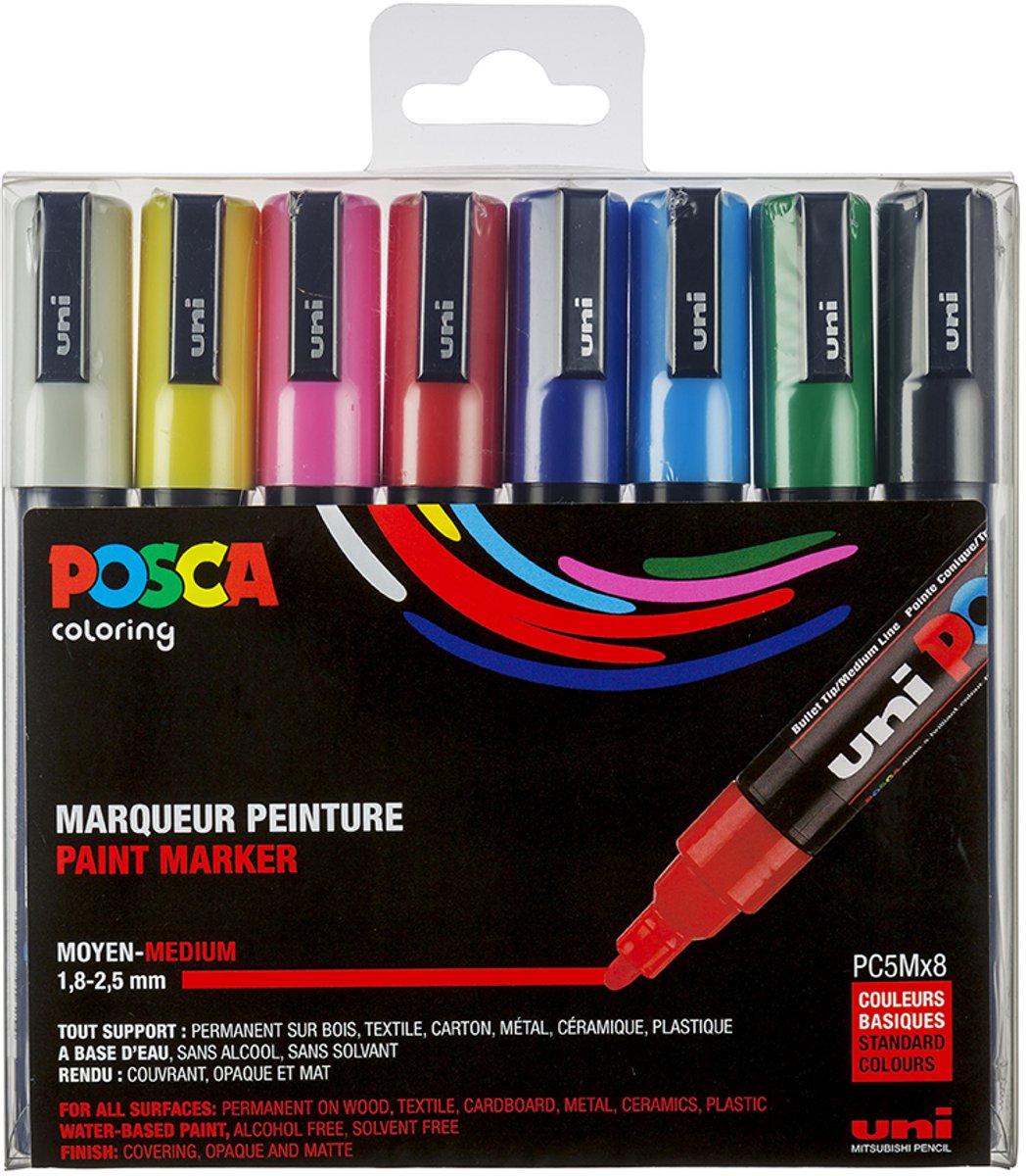 Posca-stiften, set van acht