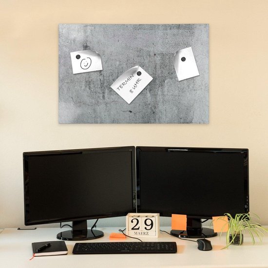 Navaris Glazen Bord Met Stift Navaris Glassboard - Magnetisch Bord Voor Aan De Wand - Memobord Van Glas - 60 X 40 Cm - Magneetbord Inclusief Magneten En Marker - Puur Wit Glass Dry Erase Board