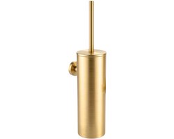 Toilet Borstel Houder Goud - Wc Borstel Houder - Toiletborstelhouder Hangend - Toiletborstel Goud - Uitneembare binnenbak - Messing