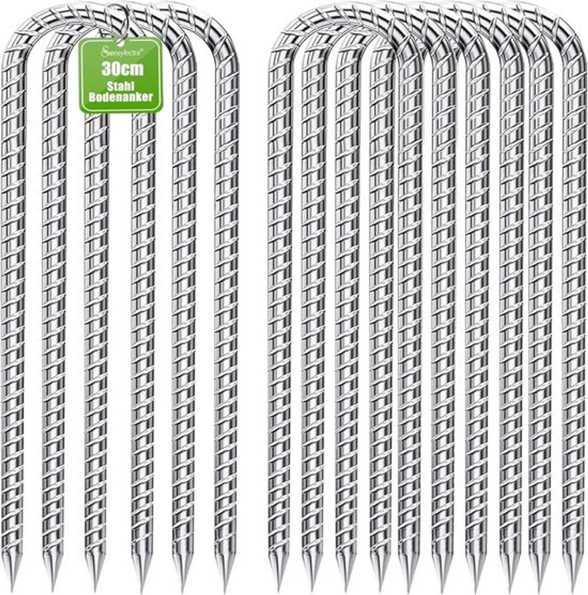 Verzinkte stalen bodemankers en tentharingen - 30 cm - Set van 8 stuks - voor camping en tuin