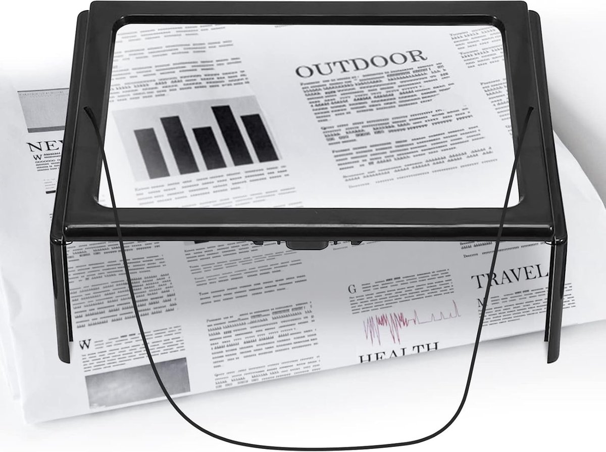 Vergrootglas met LED Licht - 3 Stuks A4 Rectangular Leesloep met Vouwstandaard voor Boeken, Kaarten en Senioren