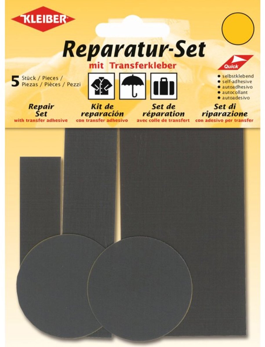 KLEIBER reparatieset lappendekens, olijfgroen, 100% polyamid, 5 stuks