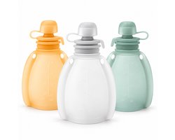 Squeezie – Herbruikbare Knijpzakjes – 3 × 120 ml – Siliconen – BPA-vrij – Voor Knijpfruit en Babyvoeding
