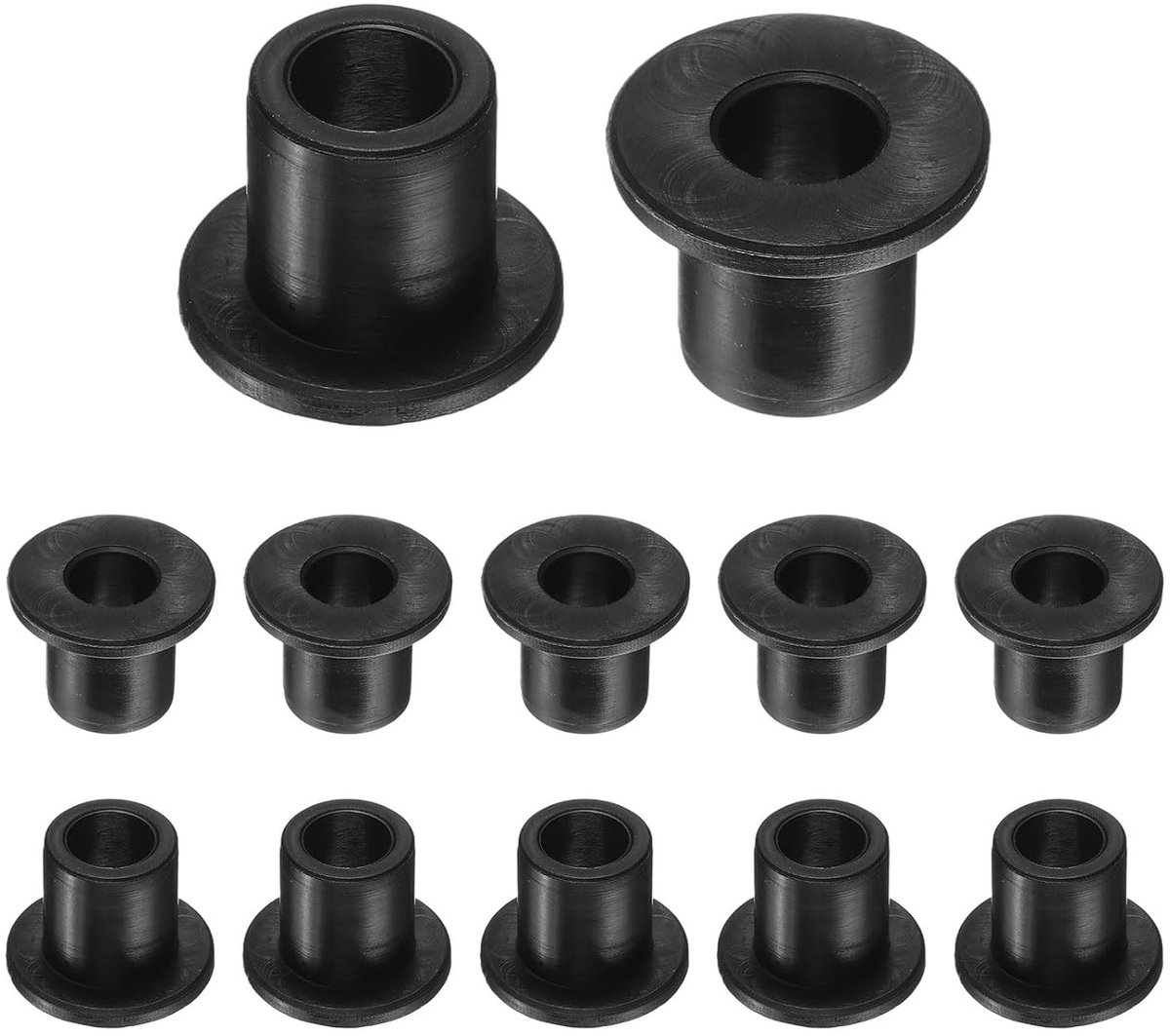 Set van 12 Plastic Flensmoffen, ID 1cm x OD 1.5cm x Lengte 2cm, Nylon Bussen, Zwart, Voor Diverse Toepassingen
