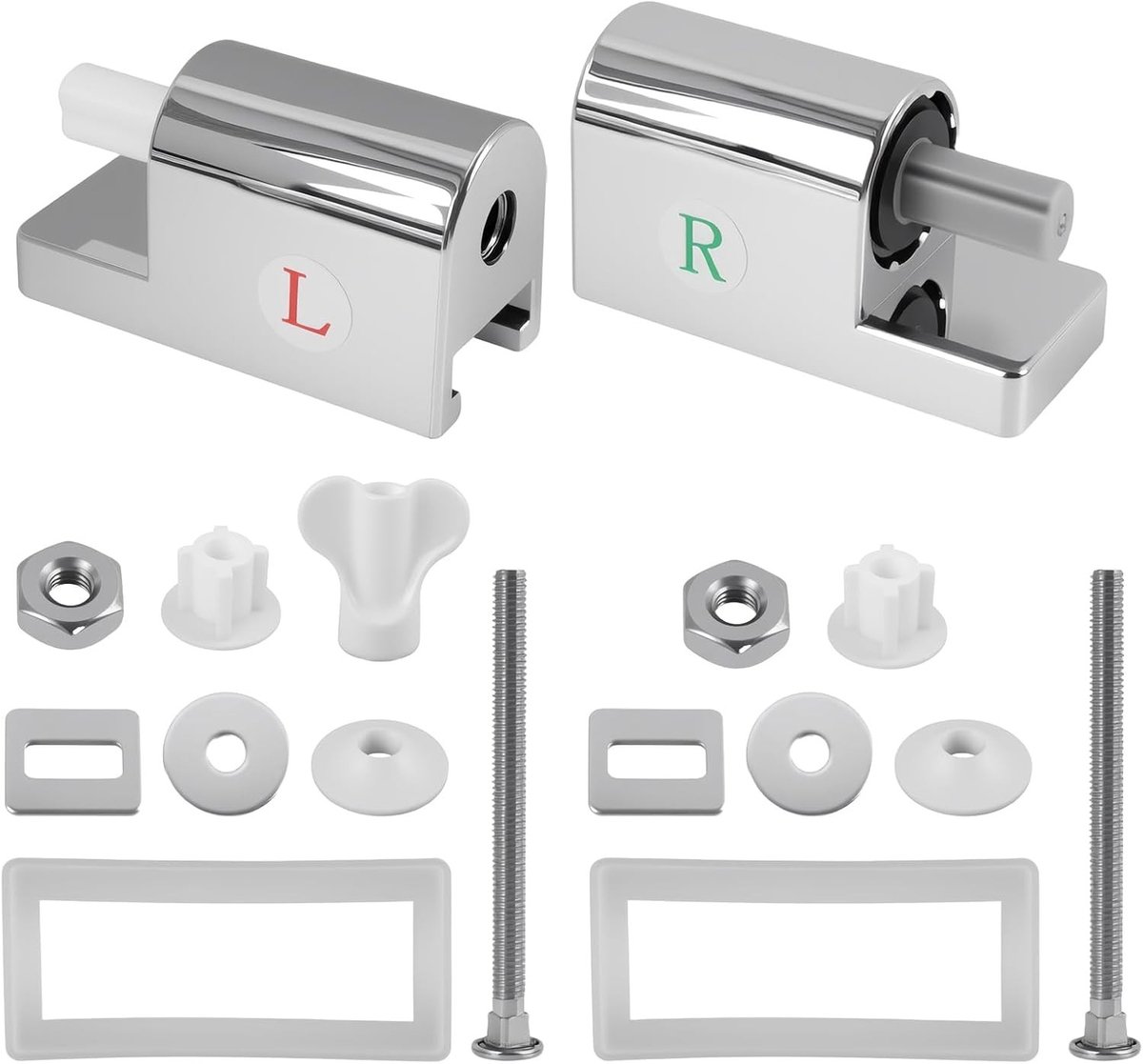 Montageset voor toiletbril met soft-close scharnieren, compleet voor eenvoudige en veilige installatie, vervangende metalen scharnieren, robuust en duurzaam