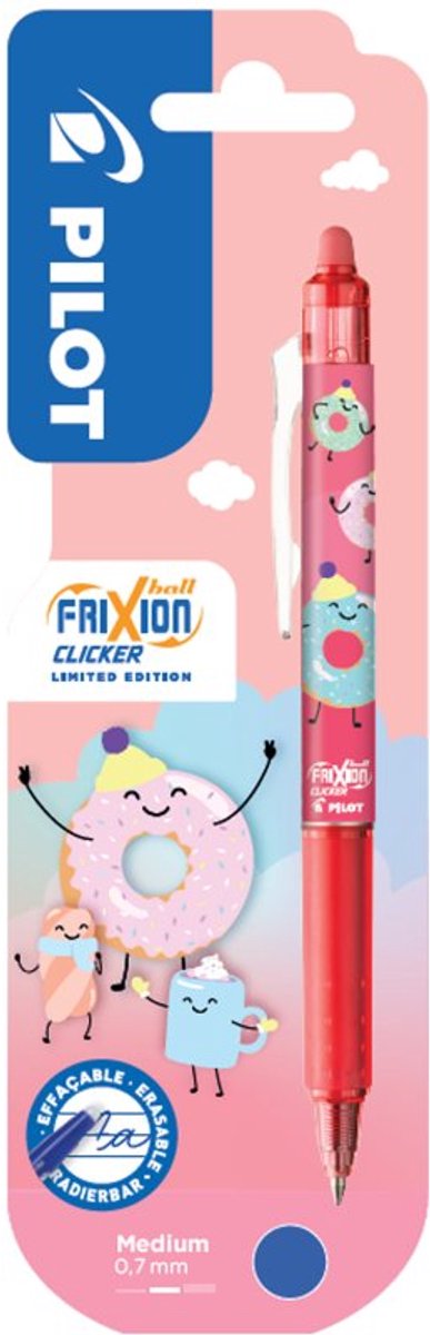 PILOT rollerpen FRIXION BALL CLICKER 07, koraal, uitwisbaar, 0,35 mm