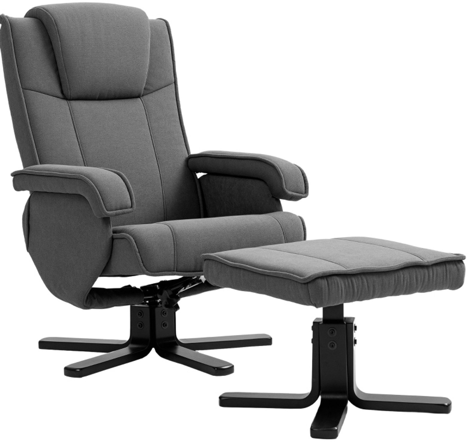 DESMIU Relaxfauteuil 67 x 87 x 96 cm - Met Voetenbank en Verstelbare Rugleuning - Voor Woonkamer en Kantoor - Polyester - Donkergrijs