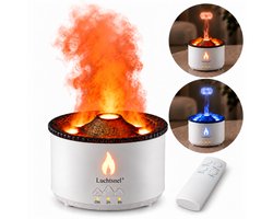 Luchtsnel® Vulkaan Aroma Diffuser met Vlameffect 360ML – Diffuser Aromatherapie & Luchtbevochtiger Slaapkamer – Geurverspreider Elektrisch