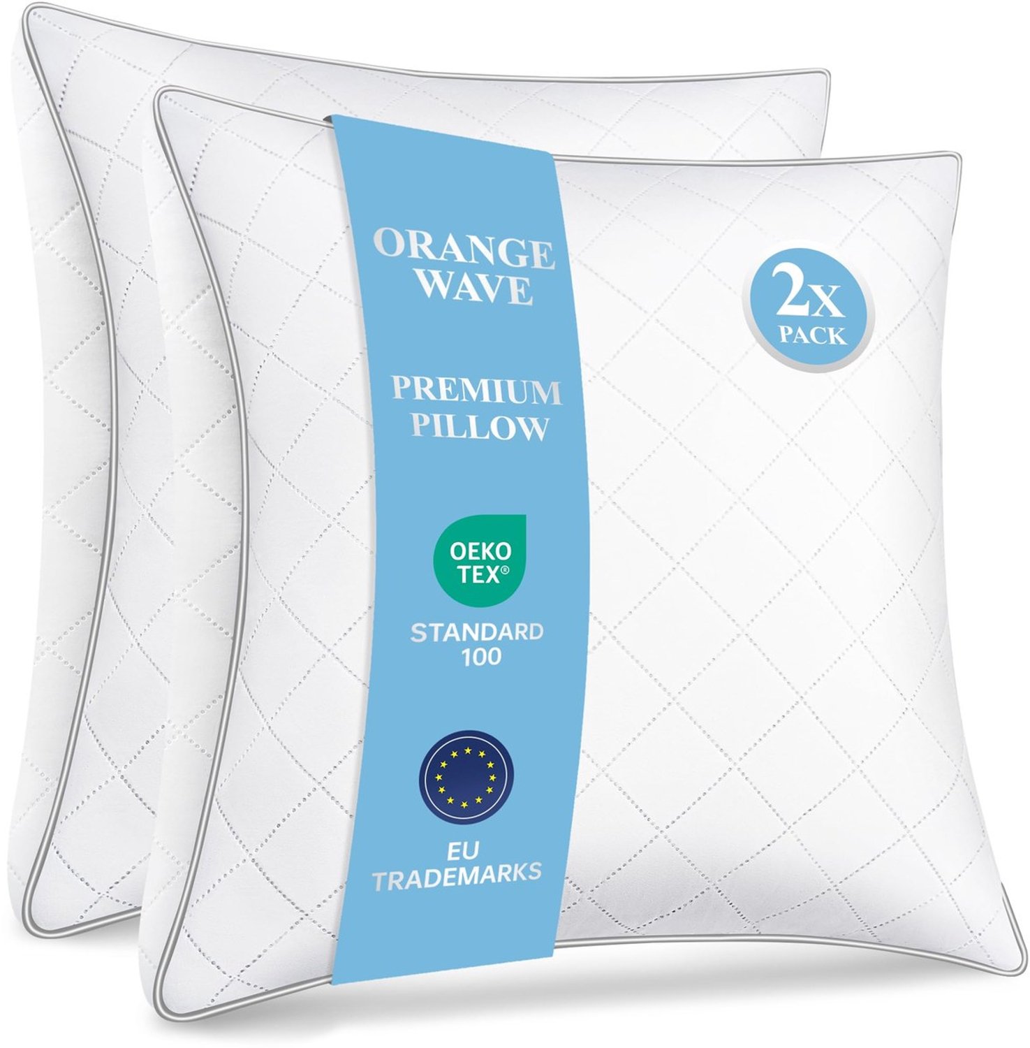 Duraxl Kussen - Ergonomisch - 60 x 60 cm - Set van 2 - Microvezel Oranje