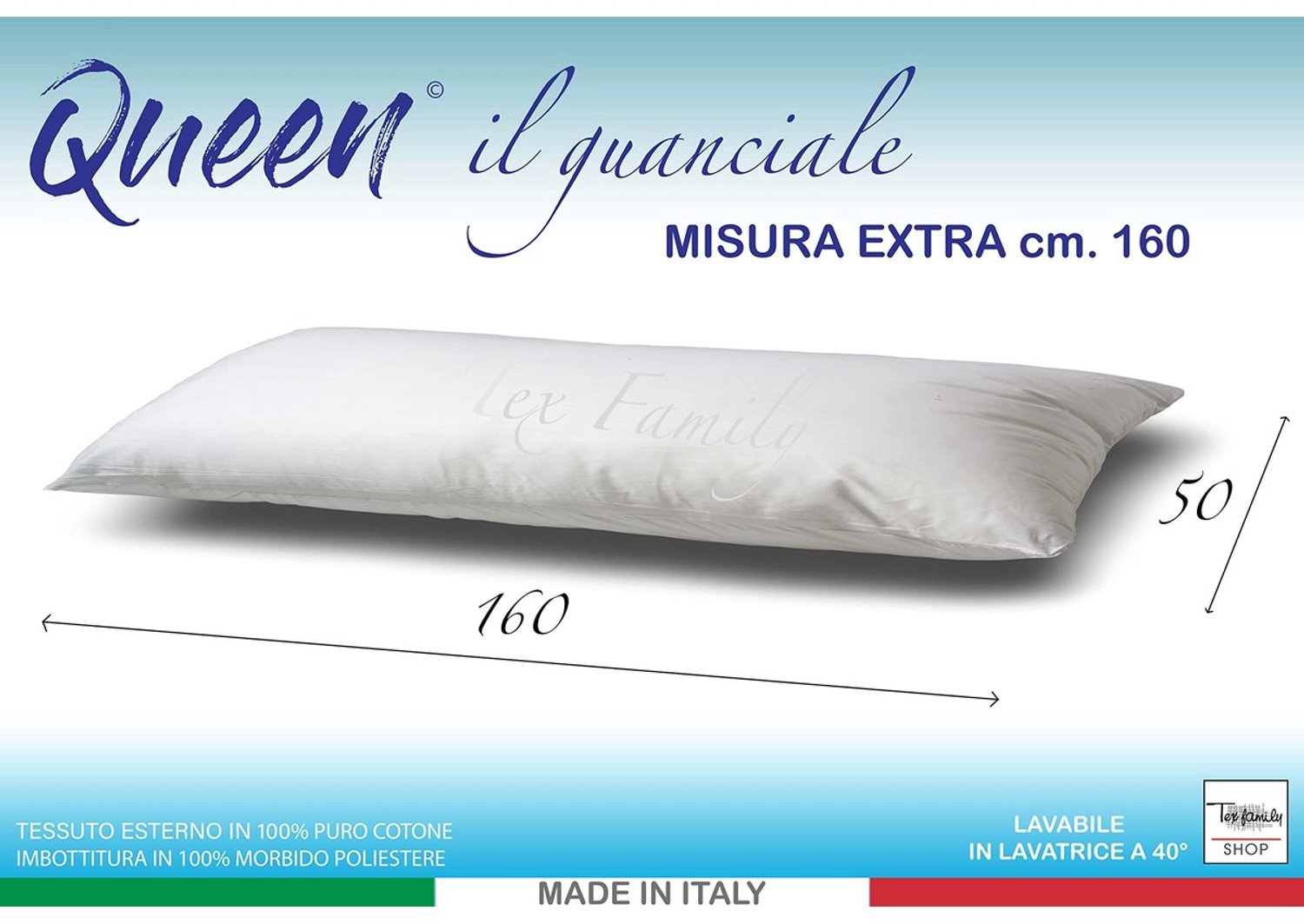 Duraxl Hoofdkussen - Maxi - 50 x 160 cm - Wit