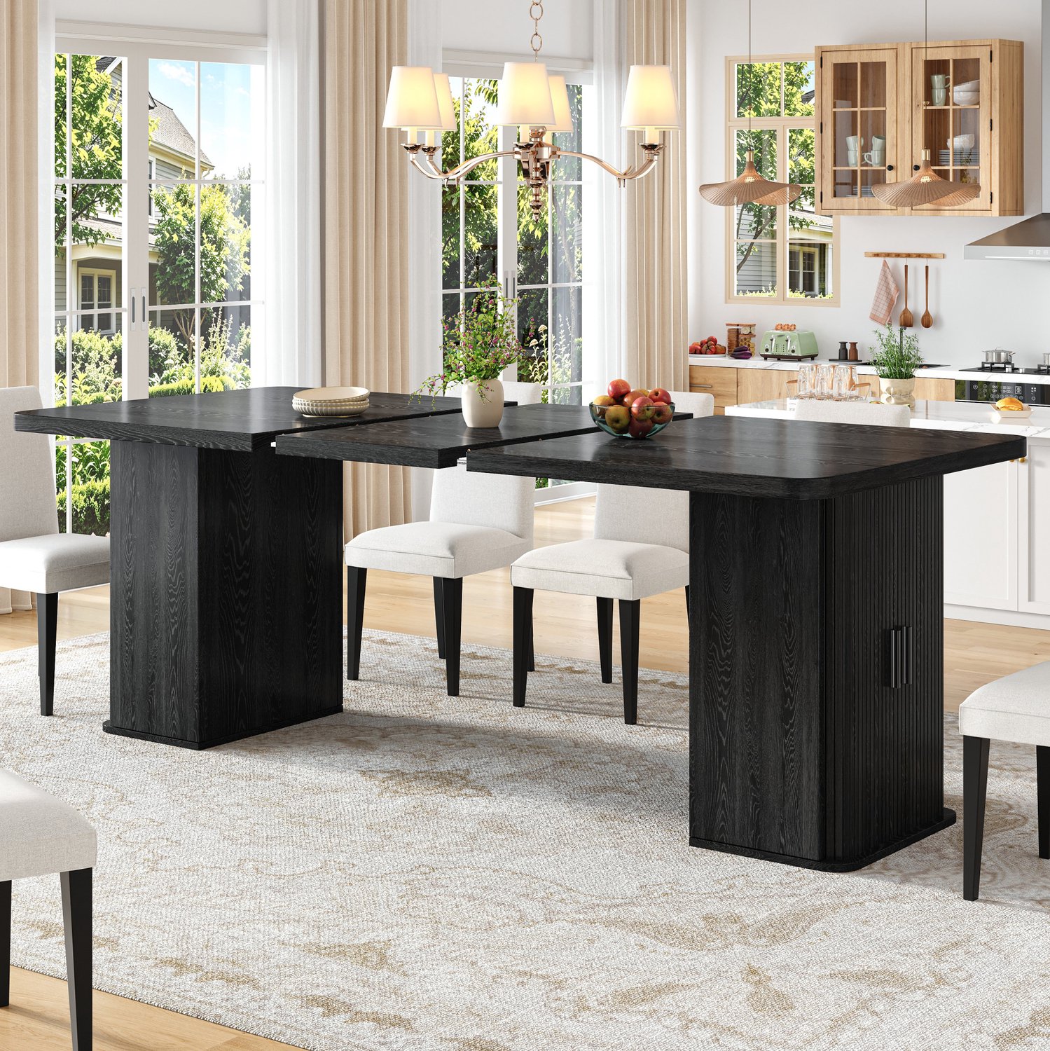 Maisentiel Uitschuifbare eettafel met opbergruimte - 140-180 x 80 x 75 cm - zwart