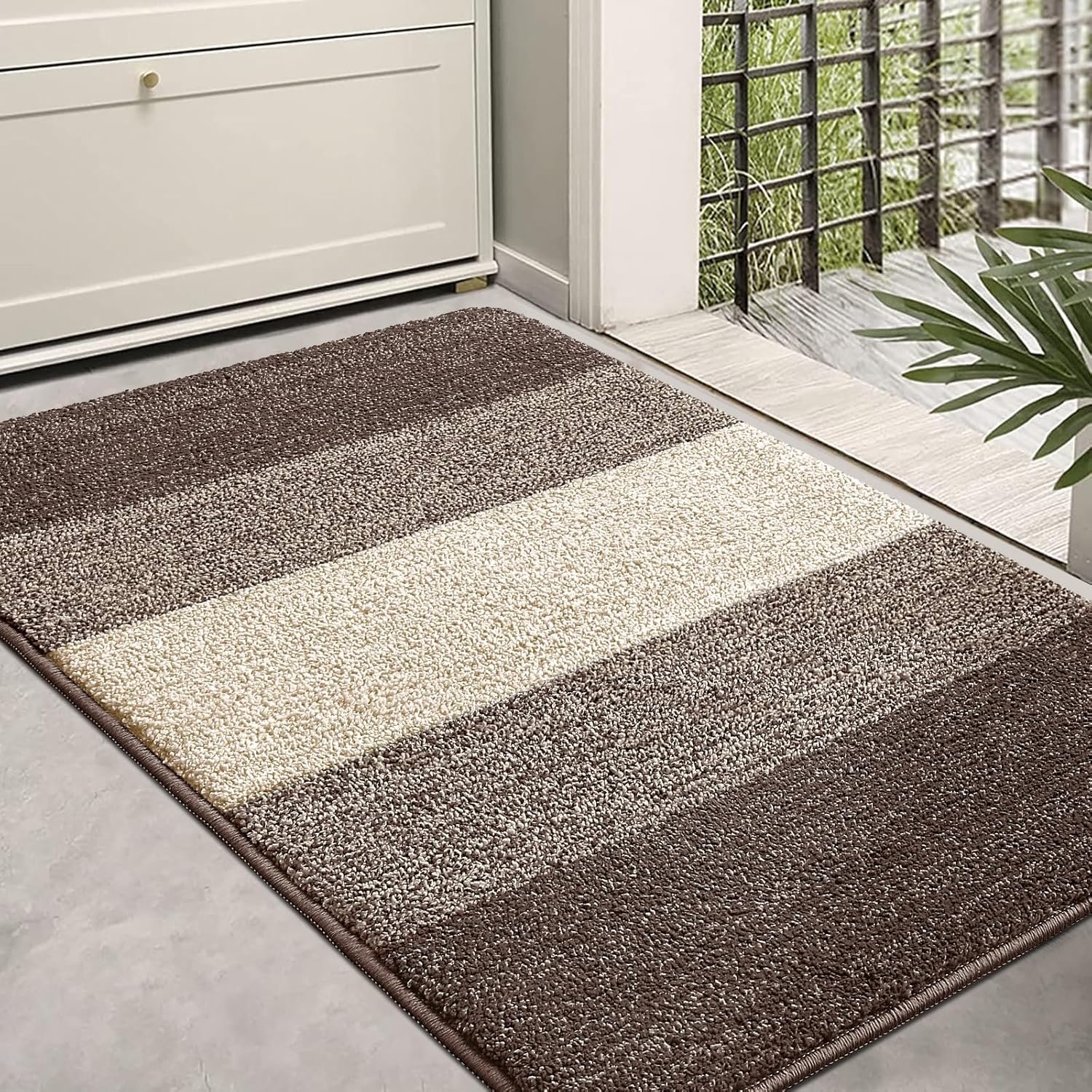 Homaxy Deurmat - Deurmat Antislip - Deurmat Binnen - Droogloopmat - Schoonloopmat - 61X92 cm - Lichtbruin