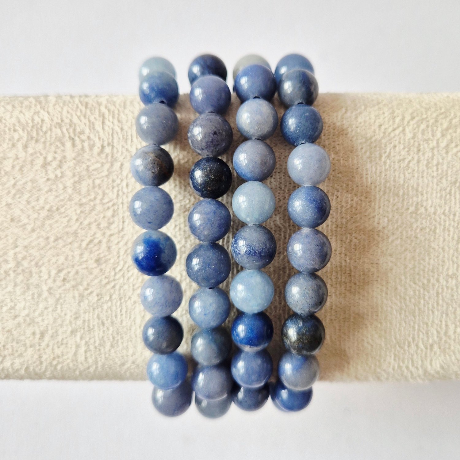 Moonlight Gemstones Blauwe Aventurijn edelsteen kralenarmband – 8 mm Meerkleurig