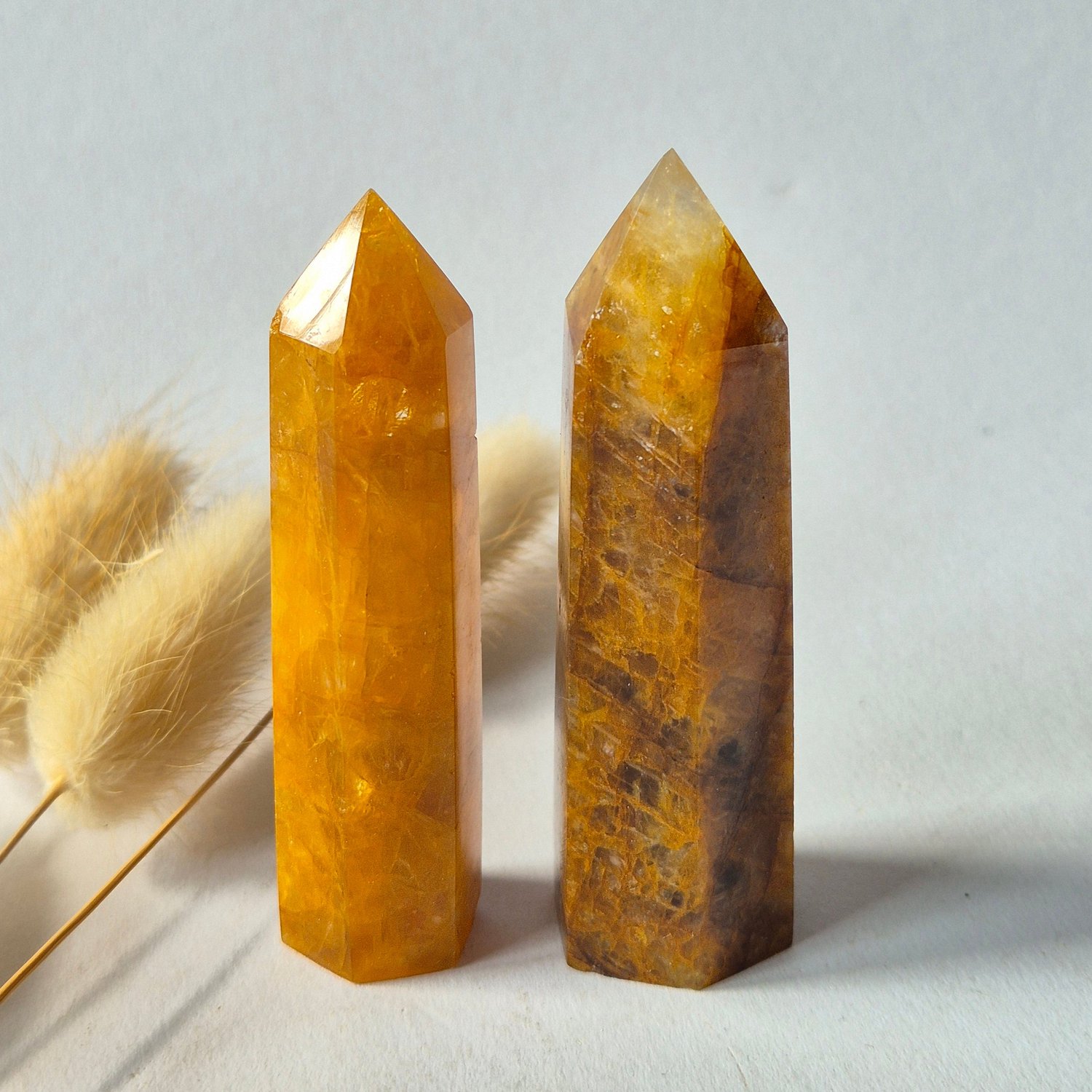 Moonlight Gemstones Golden Healer Punt – Handgeslepen Edelsteen Toren Meerkleurig