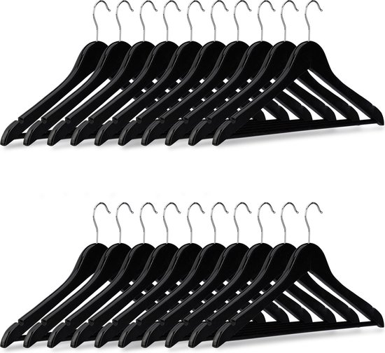 afstand toewijzing schuif Relaxdays kledinghanger - 20 stuks - broekenstang - hout zwart | bol.com