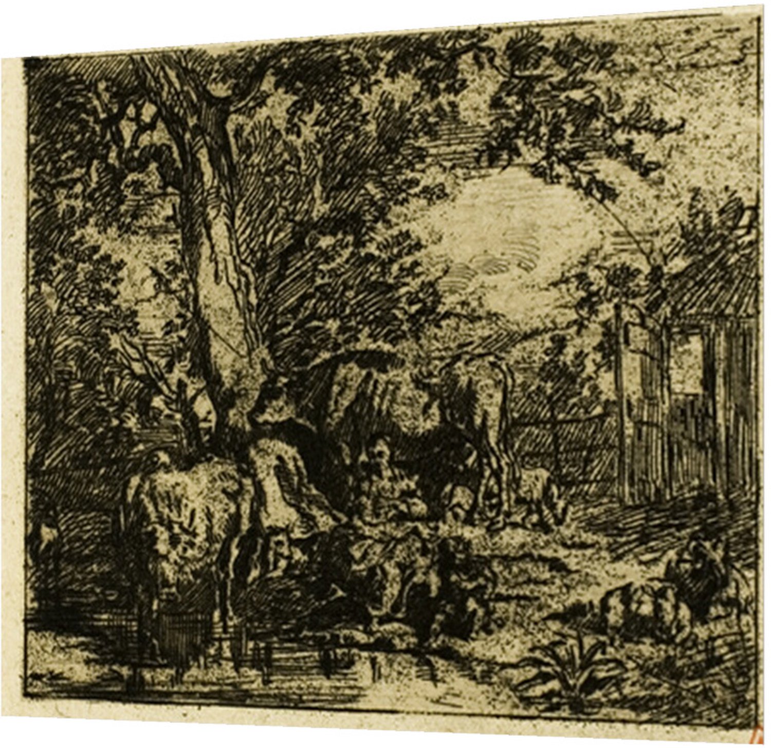 Printen.eu Poster - Landscape with Animals - 23.4 x 19.9 cm Multicolor