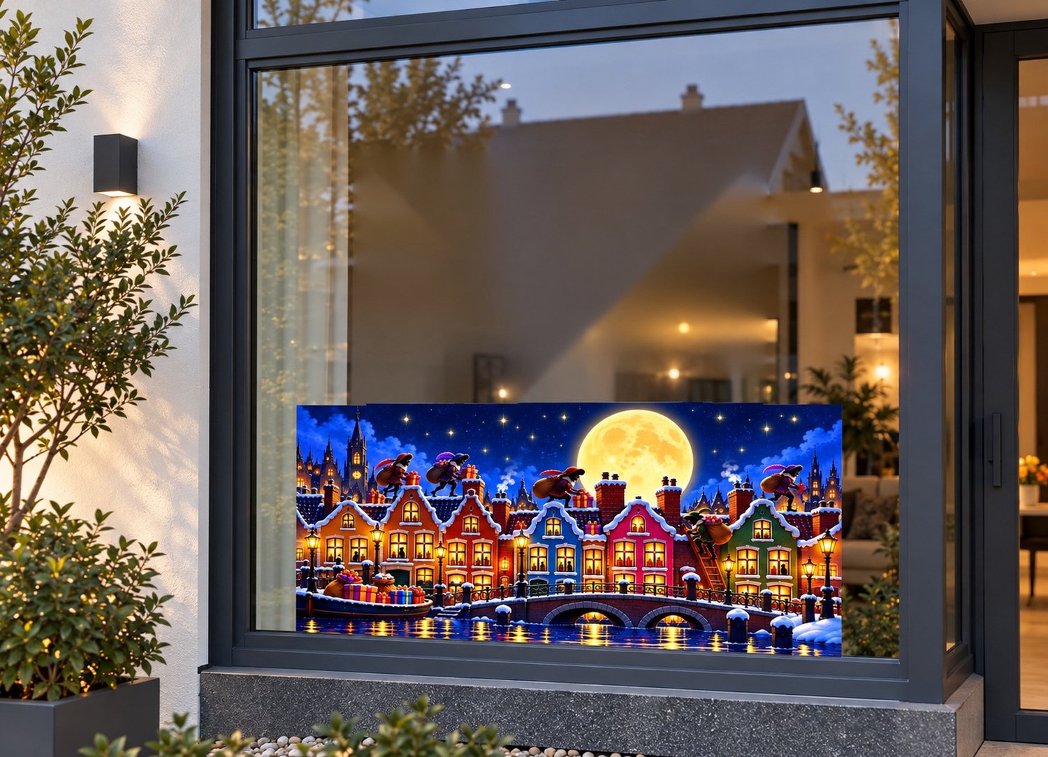 De Stickerman Sinterklaas Raamsticker 30cm Breed Herbruikbaar Weerbestendig (V36) Multi