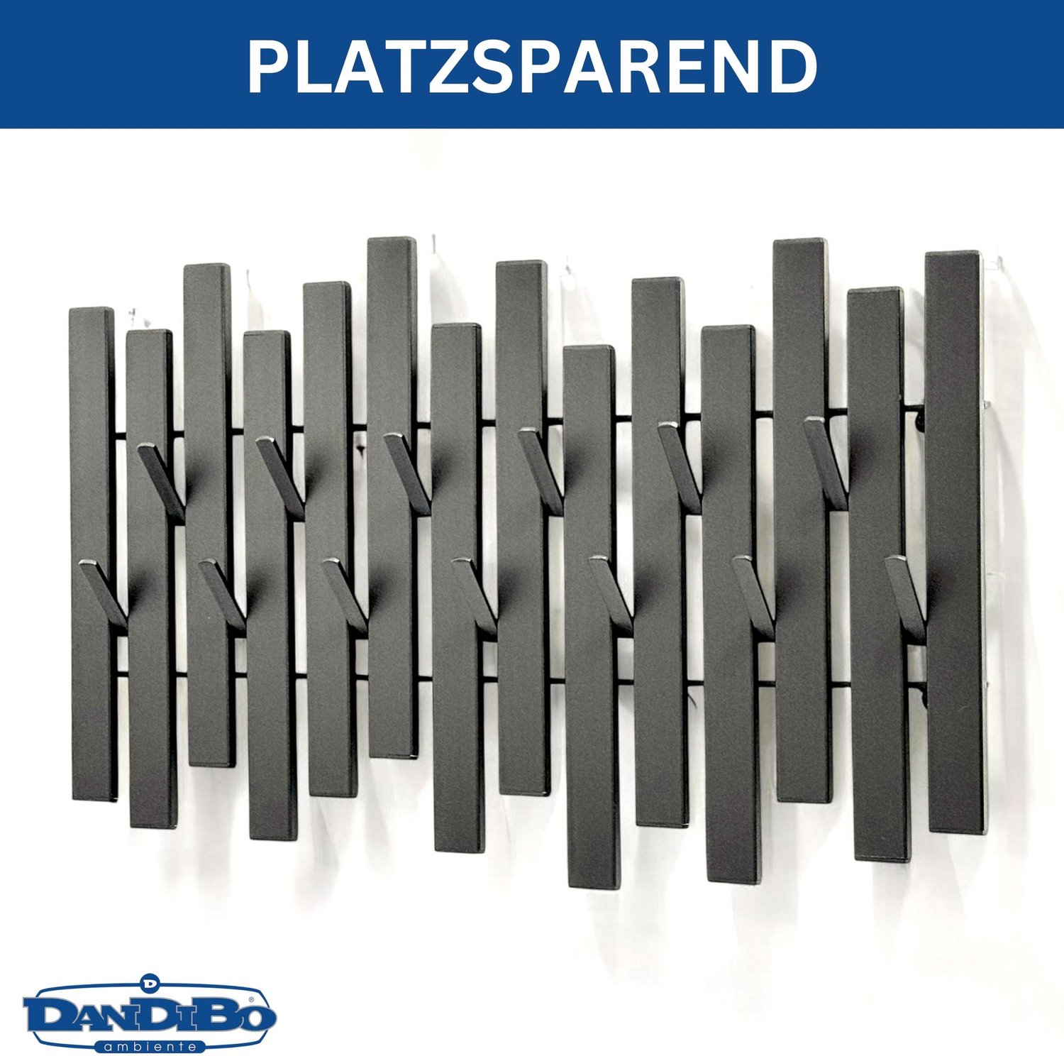 ‎DanDiBo DanDiBo Wandkapstok modern - Zwart metaal - 58 cm breed