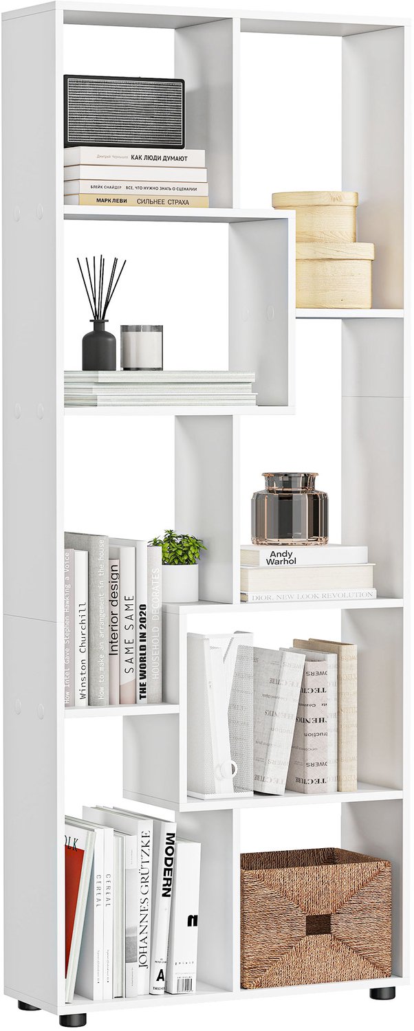 Lunpog Boekenkast, zigzag, 70 x 24 x 178 cm (l x b x h), wit | Modern design, spaanplaat