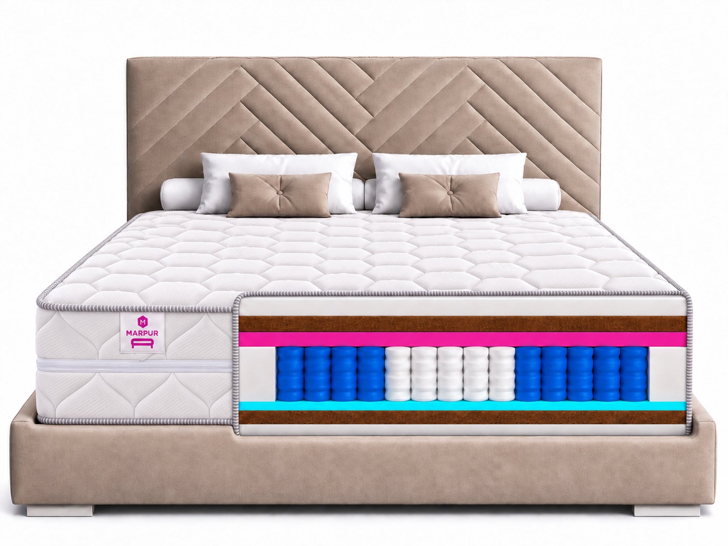 MARPUR Salsa Pocketveringmatras - Orthopedisch Keermatras H3/H4 - met Kokoslaag - 25 cm dik - 200x200 cm - Tencel