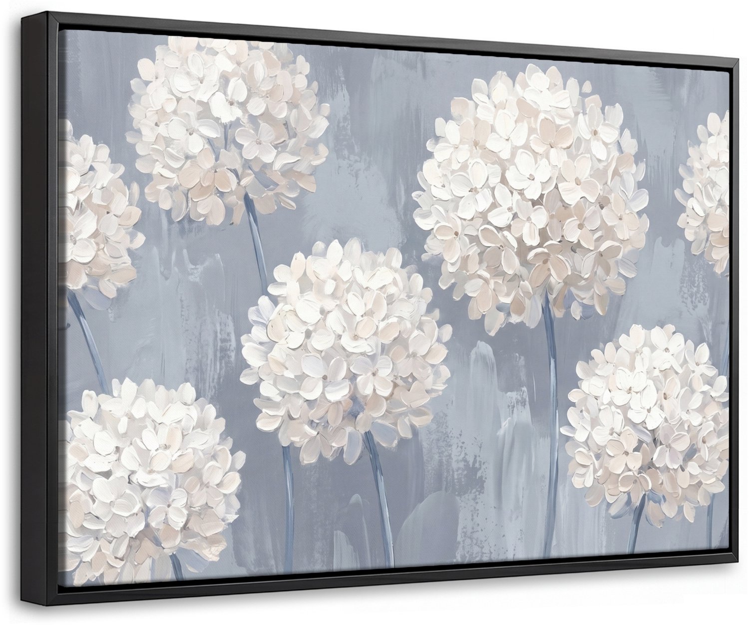 Canvas Schilderij met Baklijst 30x20cm - Bloemen - Illustratie - Blauw - Muurdecoratie woonkamer - Slaapkamer decoratie - Kamer accessoires - Schilderijen op canvas met lijst