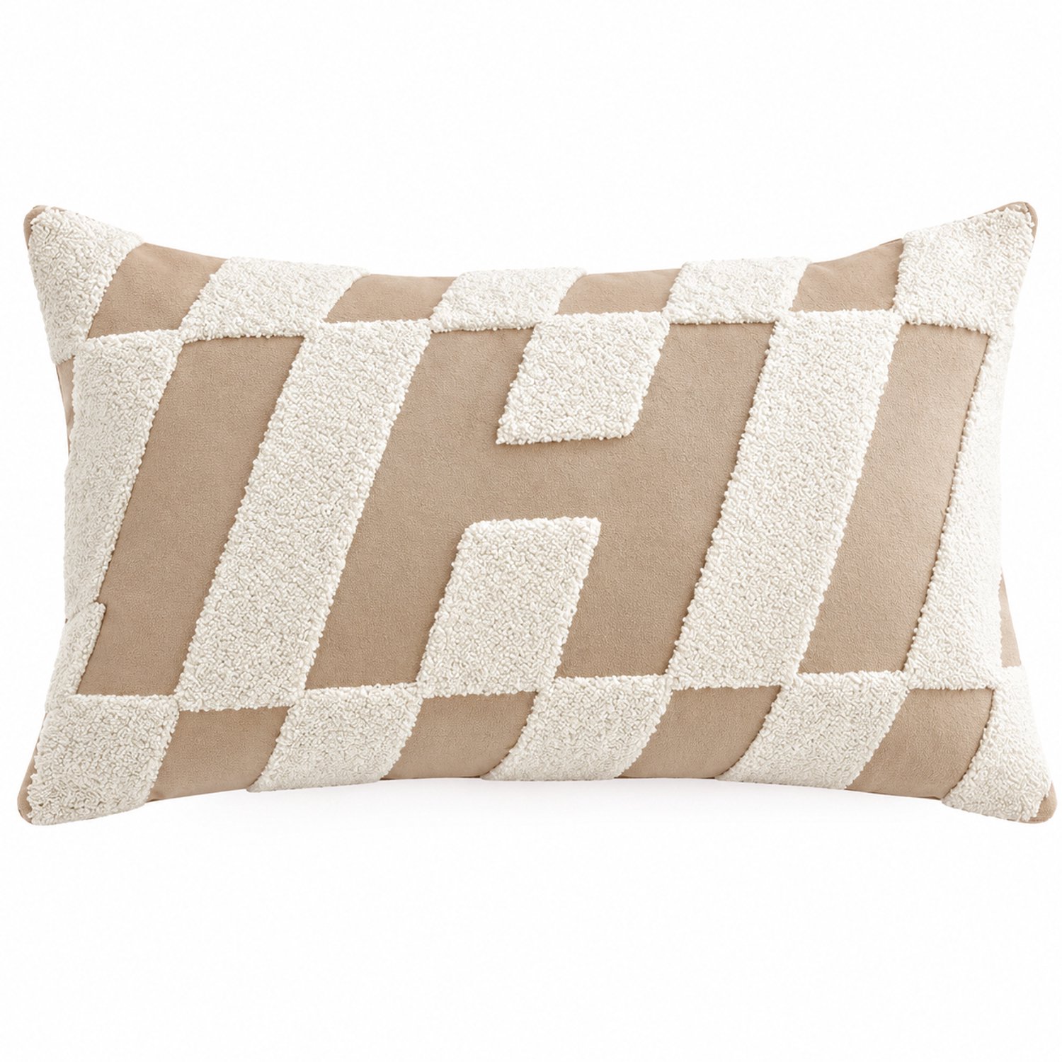 ilgi collection Gevuld sierkussenhoes met geometrisch reliëf – Beige/Crème – 30 x 50 cm - Zonder vulling