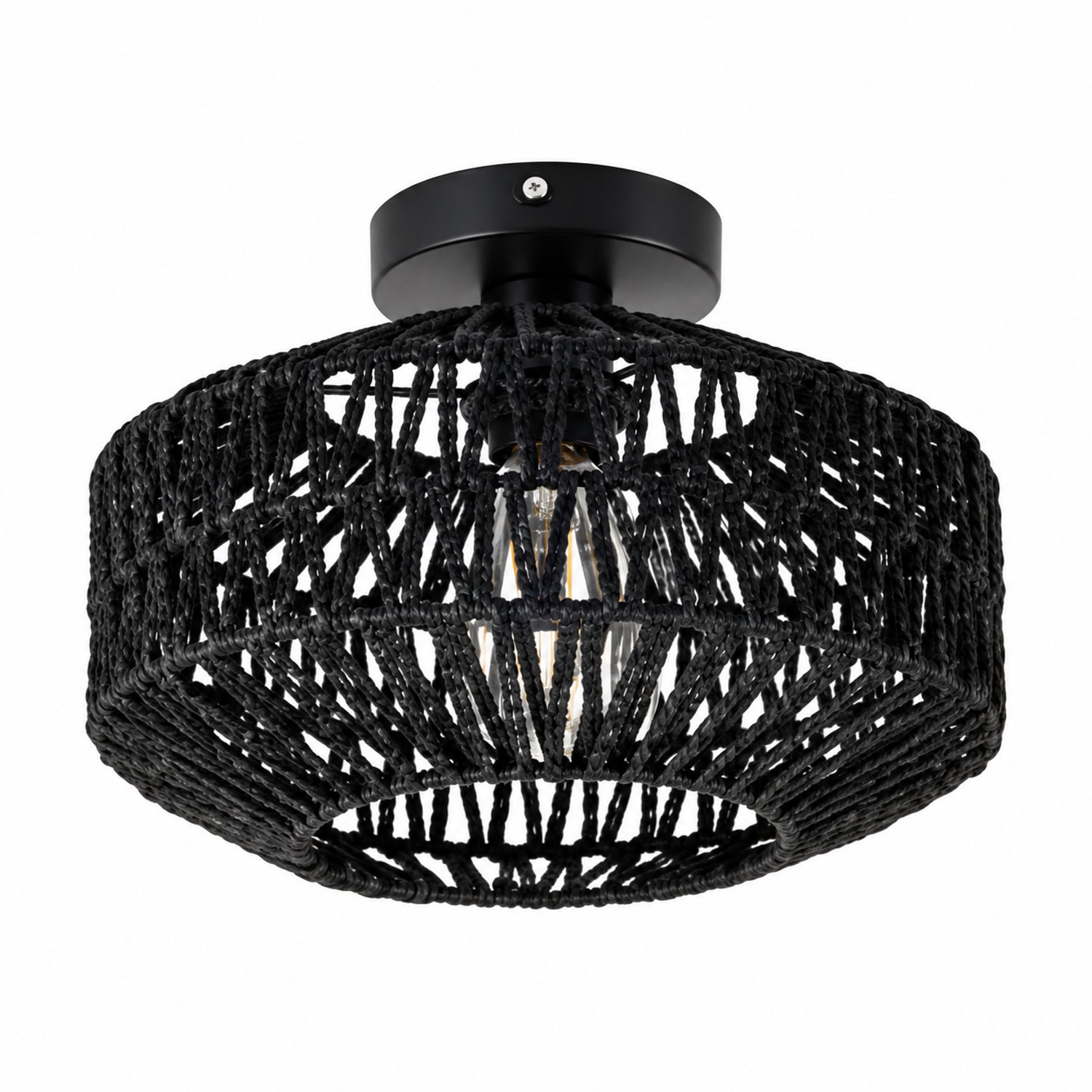 Lamor Boho Plafondlamp - Plafonniere - Lamp - Lampen - Verlichting - Zwart - 30 x 22 cm - E27 - Bohemian - Japandi - Interieur