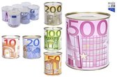 Twisk Metalen spaarpot - Groot spaarblik met eurobiljet print - XL