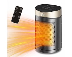 Binnenkachel - Energiezuinige PTC Verwarming 1500W - Draagbare Elektrische Kachel met Afstandsbediening en Touchscreen - Snelle Verwarming en Timerfunctie - Goud