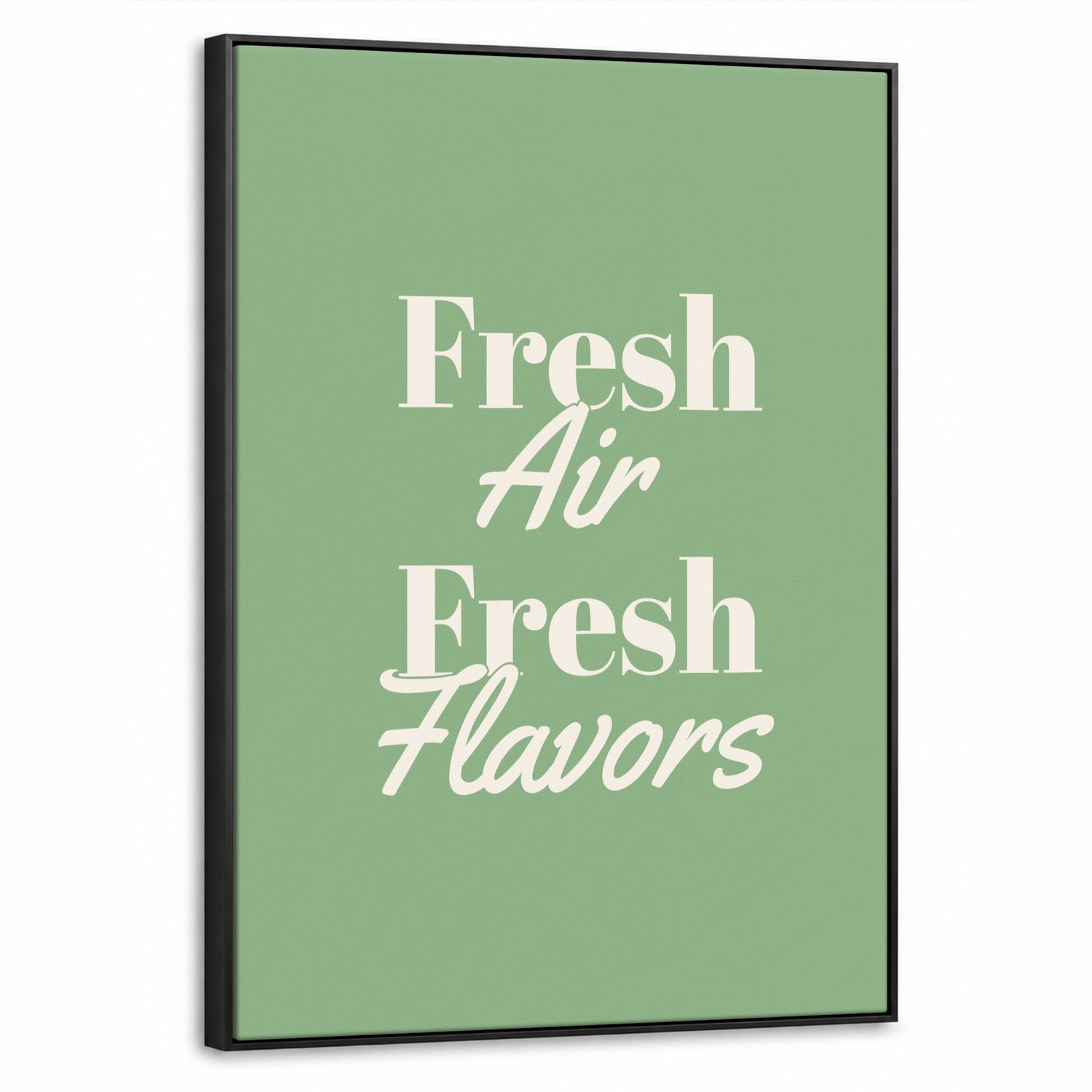 Canvas Schilderij met Baklijst 50x70cm - Tekst - Groen - Sierlijk - Letters - Muurdecoratie woonkamer - Slaapkamer decoratie - Kamer accessoires - Schilderijen op canvas met lijst