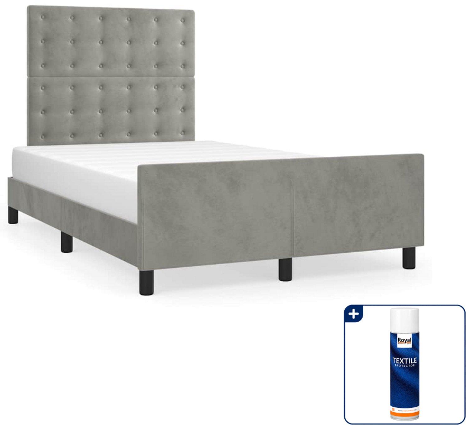 vidaXL bedframe 120 x 200 cm - fluweel - lichtgrijs - Inclusief textielbeschermer 500 ml