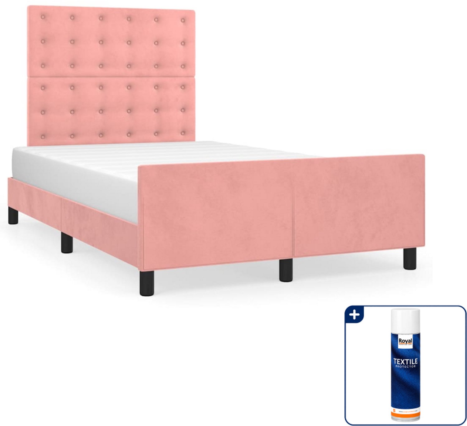 vidaXL bedframe 120 x 200 cm - fluweel - roze - Inclusief textielbeschermer 500 ml
