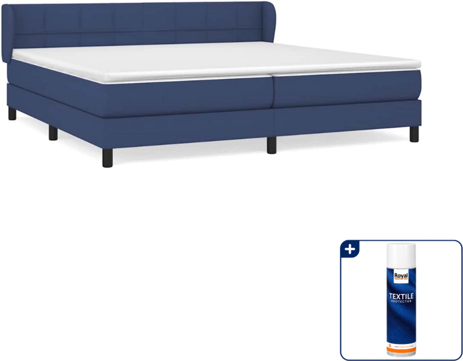 vidaXL boxspring met matras - 200 x 200 cm - blauw - Inclusief textielbeschermer 500 ml