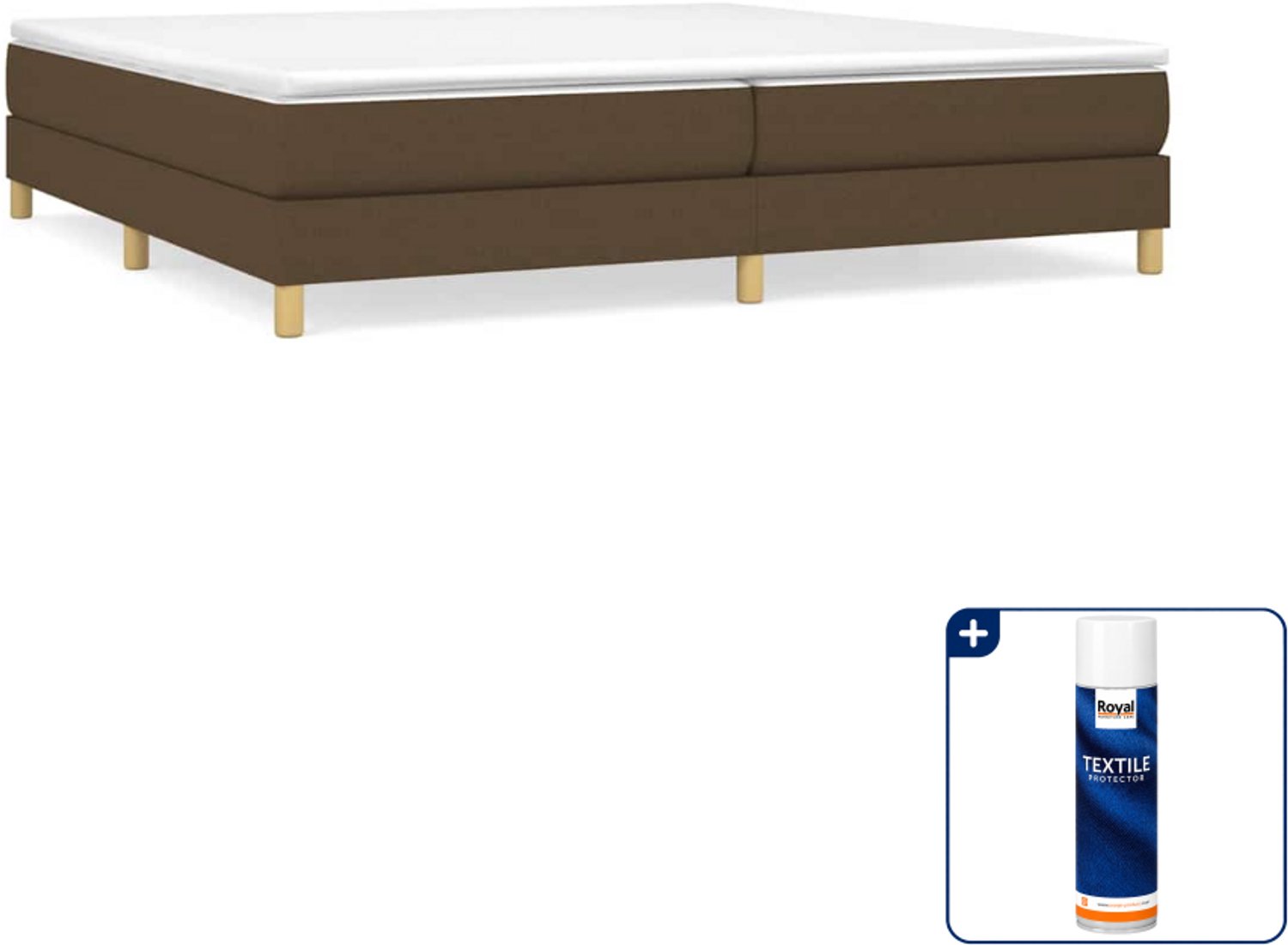 vidaXL boxspring bed - 200 x 200 cm - stof - donkerbruin - Inclusief textielbeschermer 500 ml Blauw