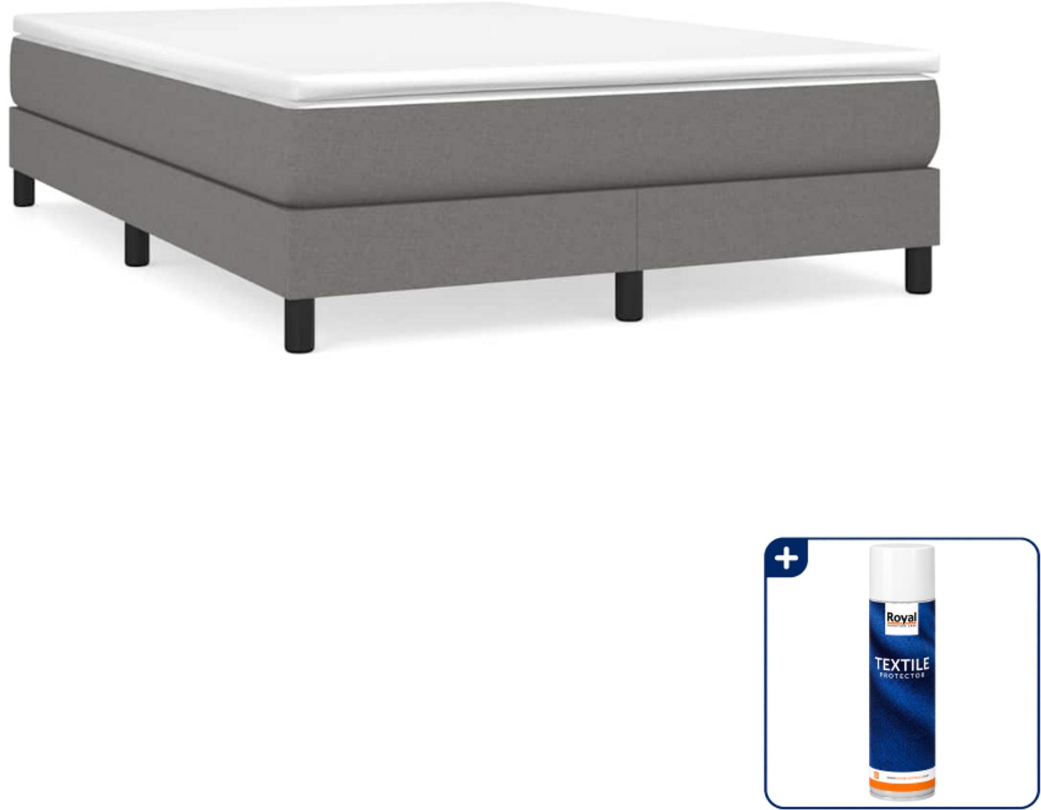 vidaXL boxspring bed - small double - 140 x 200 cm - donkergrijs - Inclusief textielbeschermer 500 ml Taupe