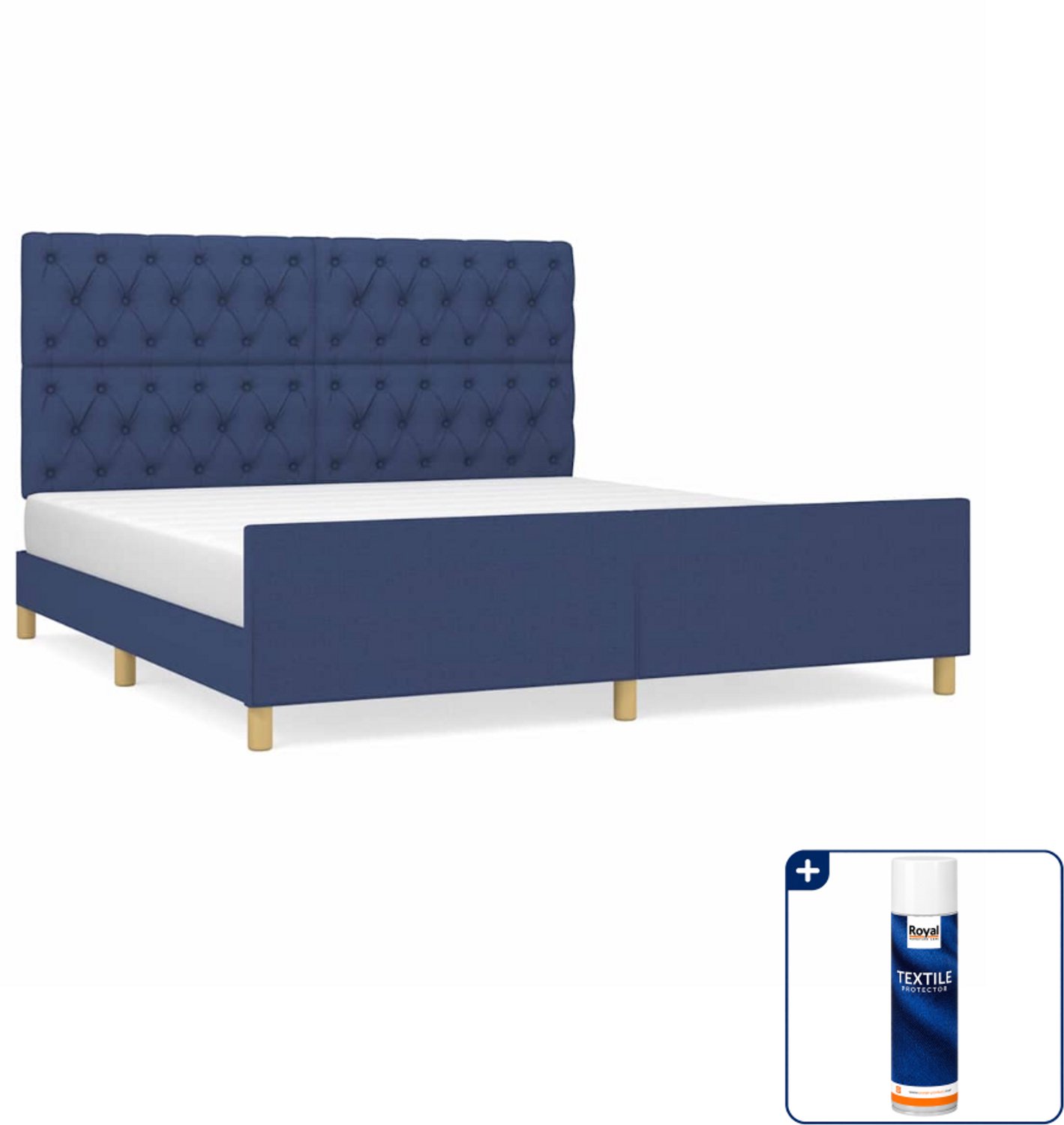 vidaXL bedframe - Queensize 160 x 200 cm - blauw - Inclusief textielbeschermer 500 ml