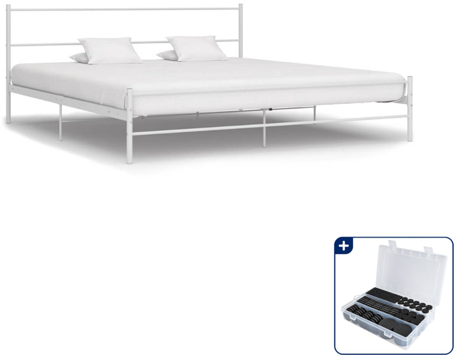 vidaXL bedframe - Queensize - 160 x 200 cm - wit - Inclusief antikrasvilt 177-delig