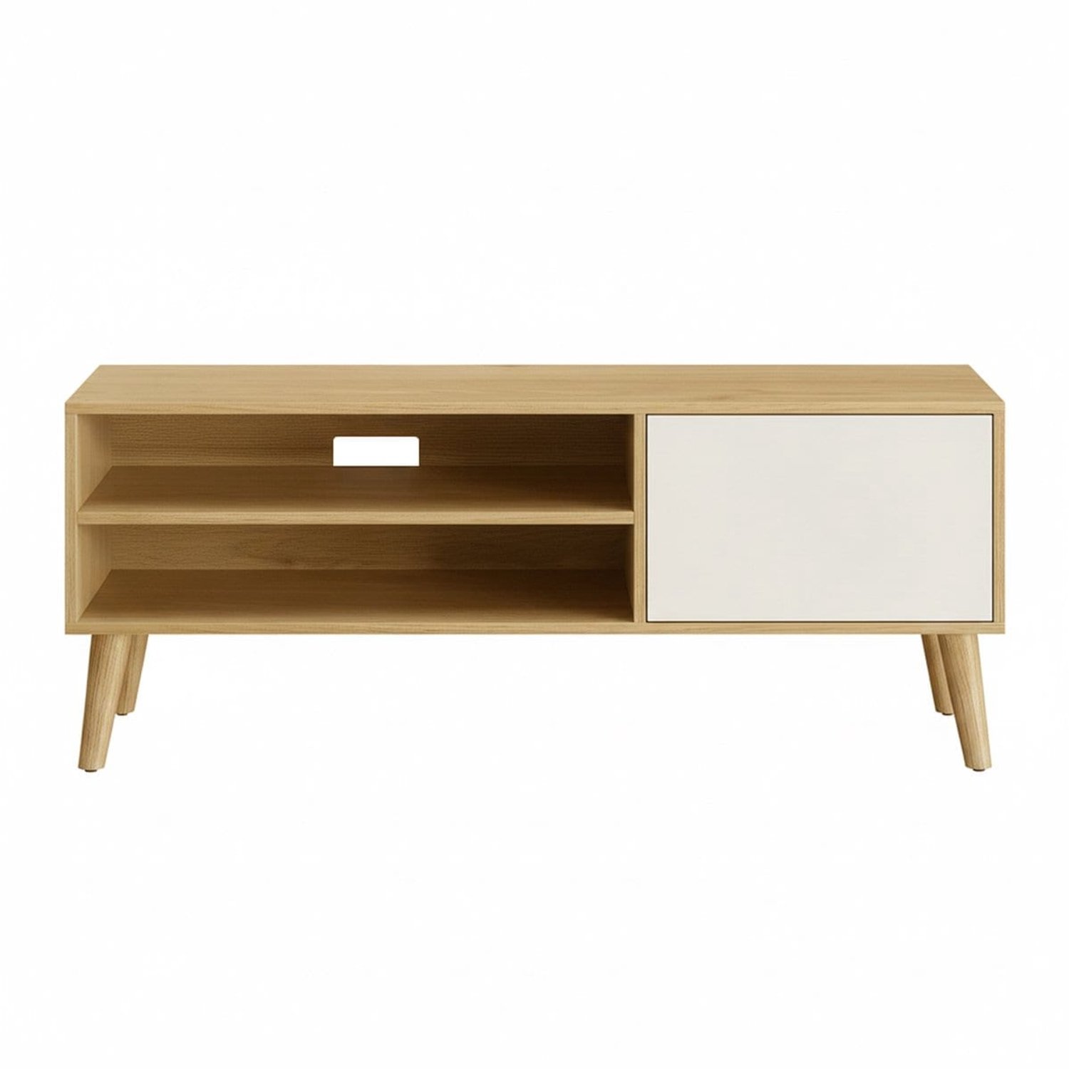 Klarven Tv-meubel Eikenkleur-Crème - Tvmeubel - 120cm Meuble Tv - Klassiek Design, Openslaande Deuren - Draagvermogen 15 kg per Plank - 120x40x49 cm