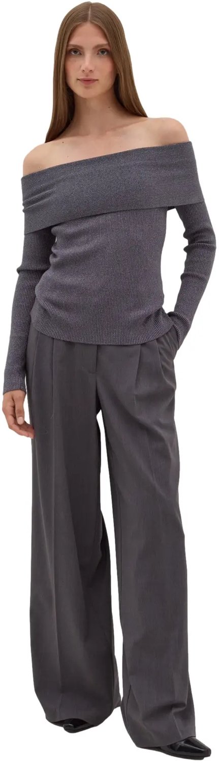 Lurex Trui met Ontblote Schouders Dames Stefanel Grijs