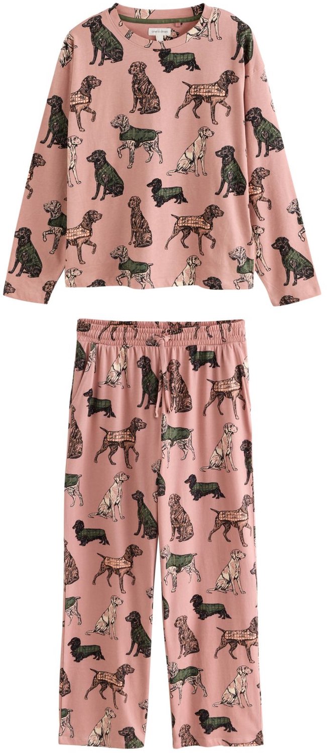 Next Dames - Pyjama met lange mouwen - Tall - Roze Pink Dogs