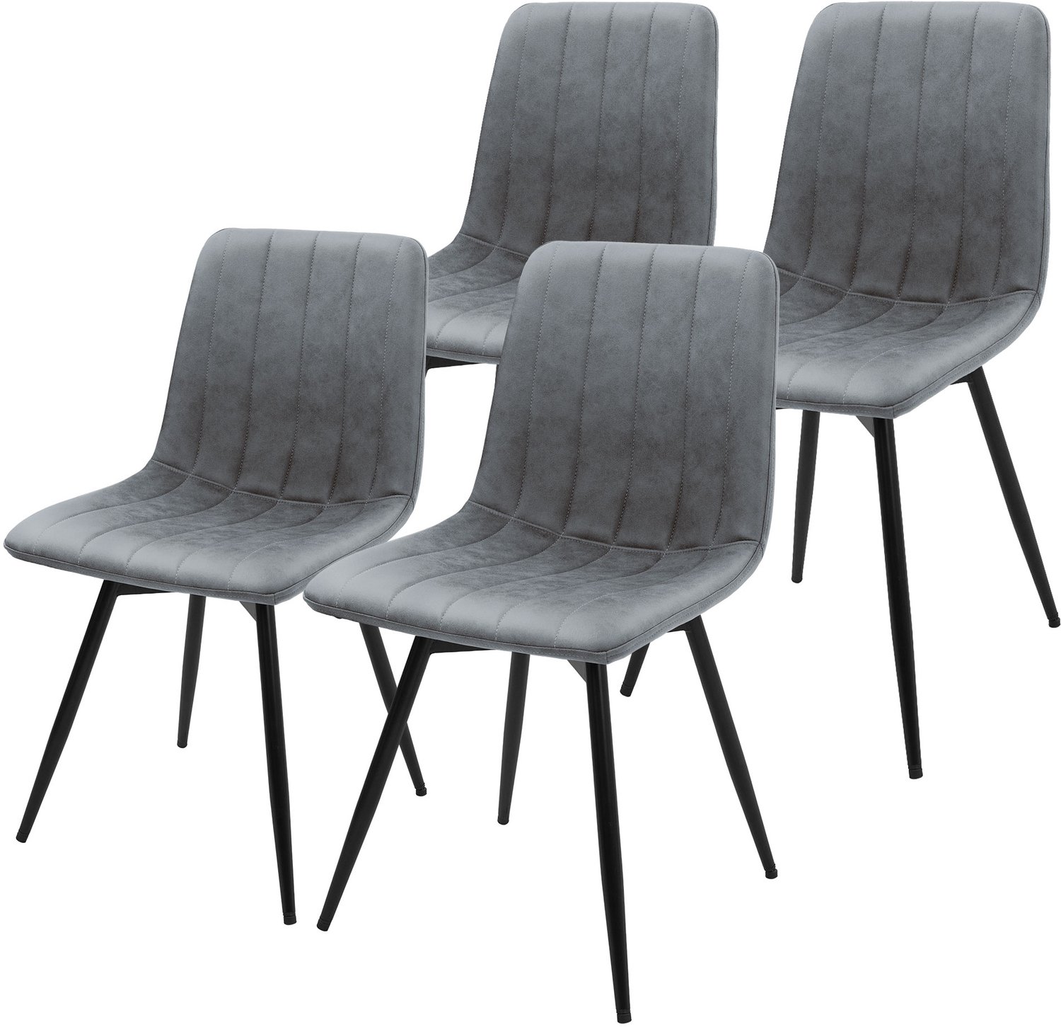 ml-design Eetkamerstoelen 360° draaibaar, set van 4 stoelen in kunstleer, draaistoel gestoffeerd met rugleuning, stevige verstelbare metalen poten voor de keuken en woonkamer tot 120 kg, moderne keukenstoelen met een comfortabele vulling, antraciet