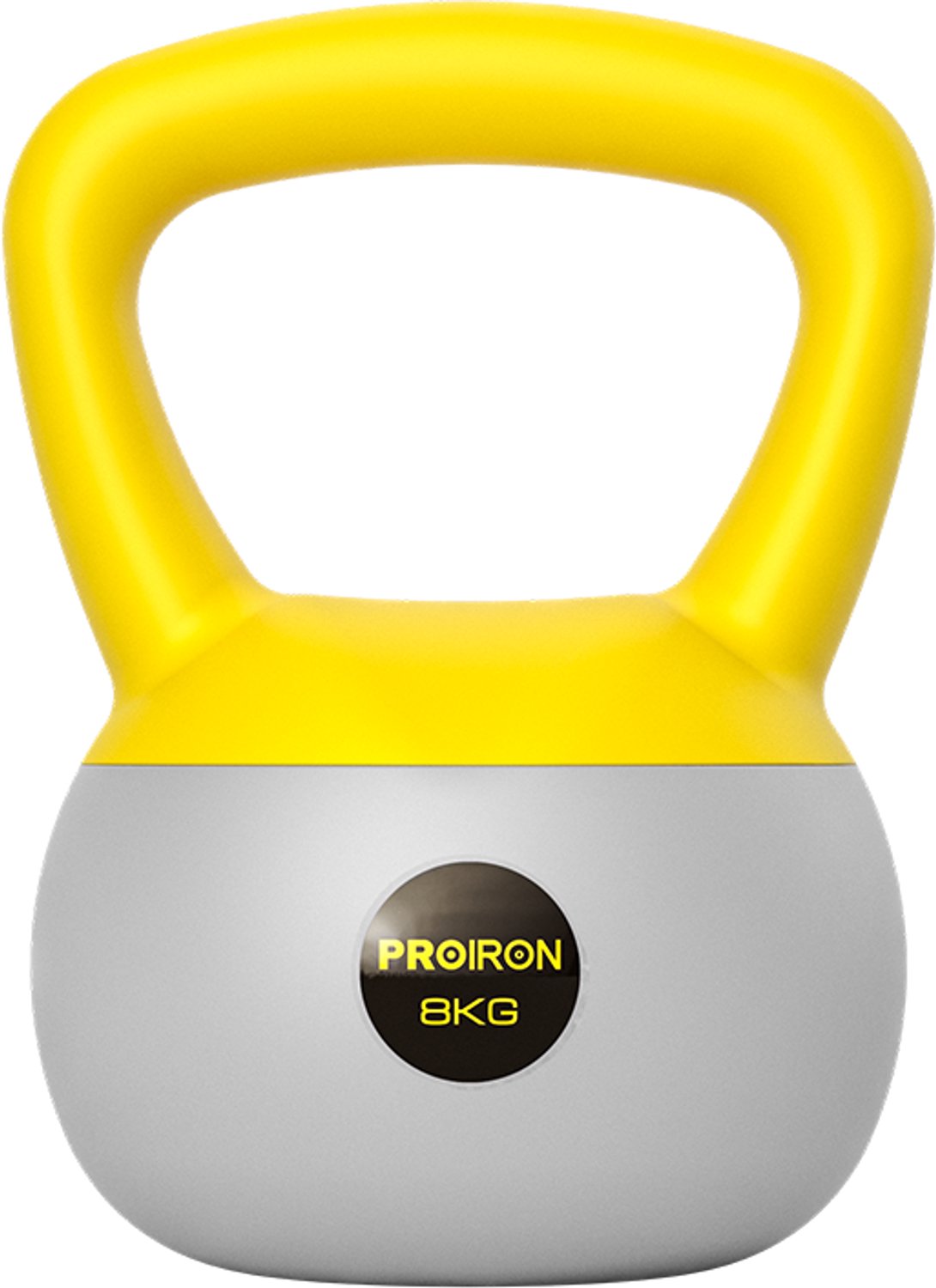 PROIRON Zachte Kettlebell - 8 kg - Brede Handgreep - Geel/Grijs