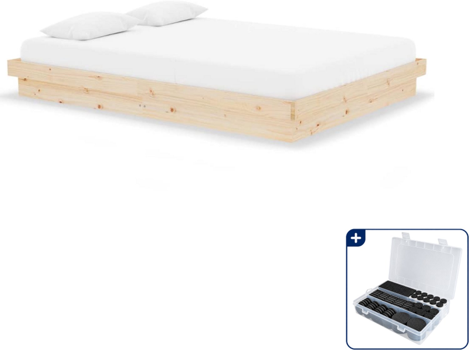 vidaXL bedframe - 140 x 190 cm - massief grenenhout - Inclusief antikrasvilt 177-delig Bruin