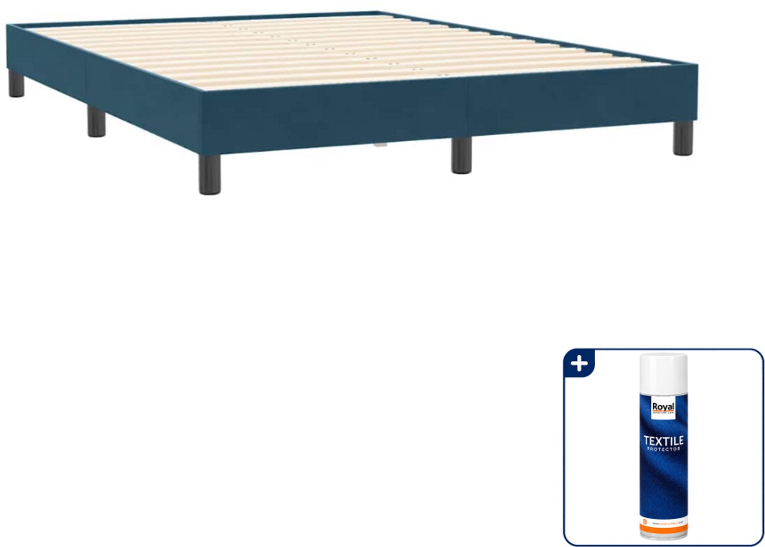 vidaXL Bedframe - Small double - 140 x 210 cm - fluweel - donkerblauw - Inclusief textielbeschermer 500 ml